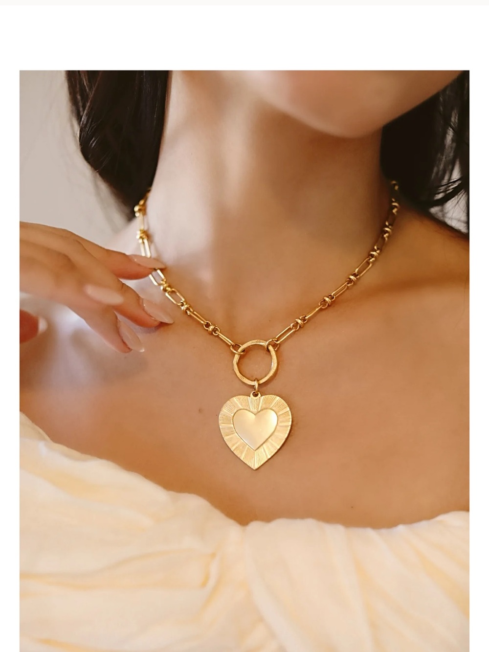 Brinker + Eliza Gold Heart Pendant Chain Necklace